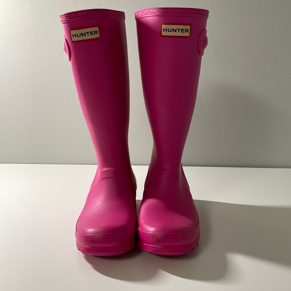 Hunter Pink Rain Boots Girls size 5G/35 - Shearling insoles included